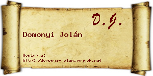 Domonyi Jolán névjegykártya